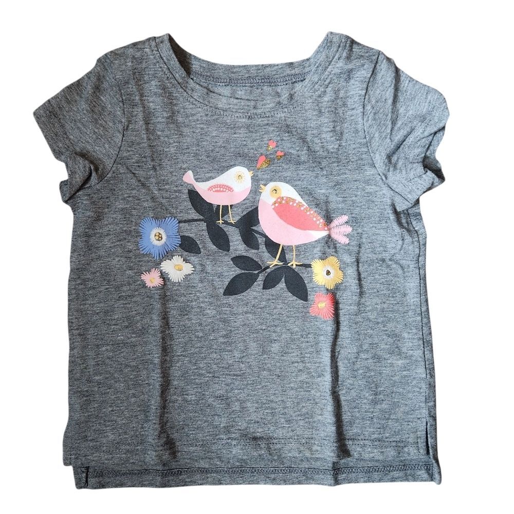 Jumping Beans Girls' Spring Birds Short Sleeve Shirt -- Size 12 months -- Gray